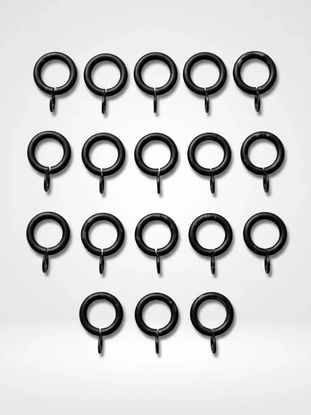 SET of 18 Heavy Duty Metal Black Curtain O- Rings Vintage 1.05”